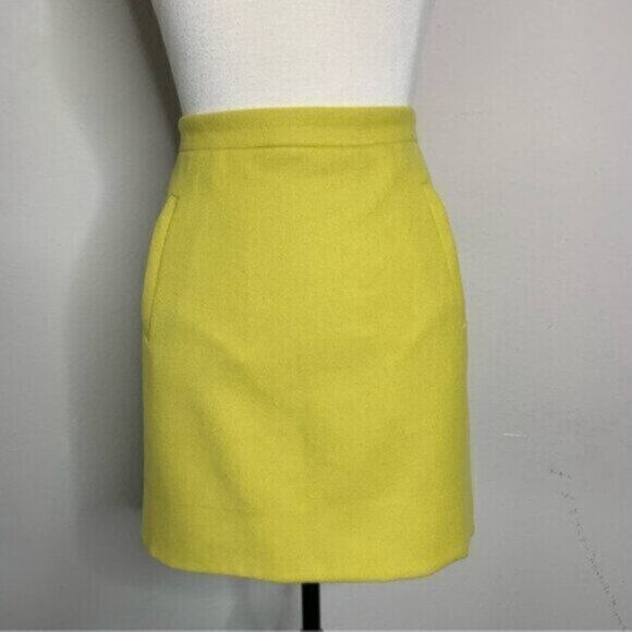 J. Crew Citron Yellow Zip Pocket Wool Mini Pencil Skirt - Picture 7 of 16
